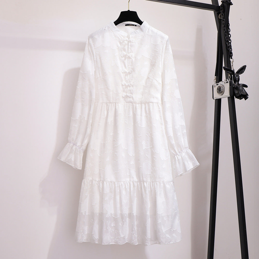 300 kg special large size women's fat sister 2022 spring loose slim embroidery dress plus fertilizer plus A word skirt