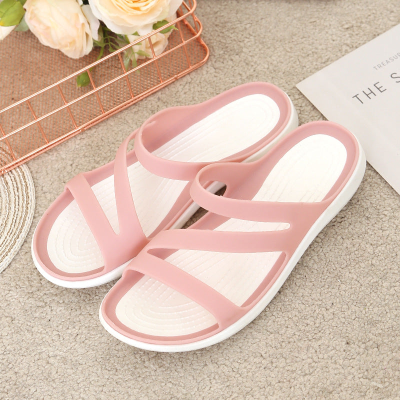 Verano transfronterizo nuevas zapatillas frías de fondo plano zapatos de playa junto al mar versión coreana zapatillas planas casuales para mujer