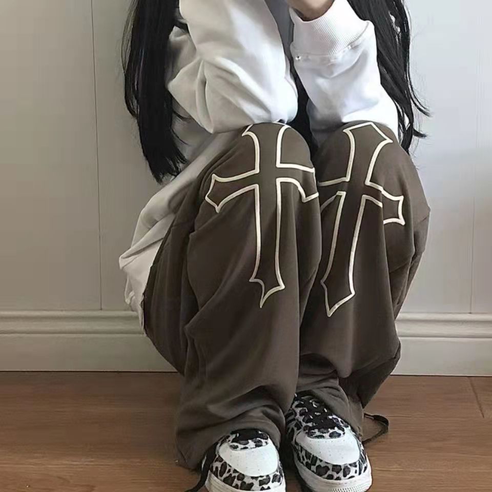 Pantalones de chándal holgados con estampado Goth Cross