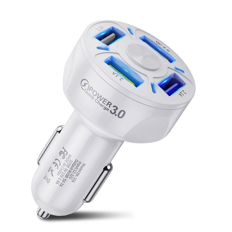 USLION 4 منافذ USB شاحن سيارة 48 واط سريع 7A شحن سريع صغير آيفون 11 شاومي هواوي محول شاحن الهاتف المحمول في السيارة