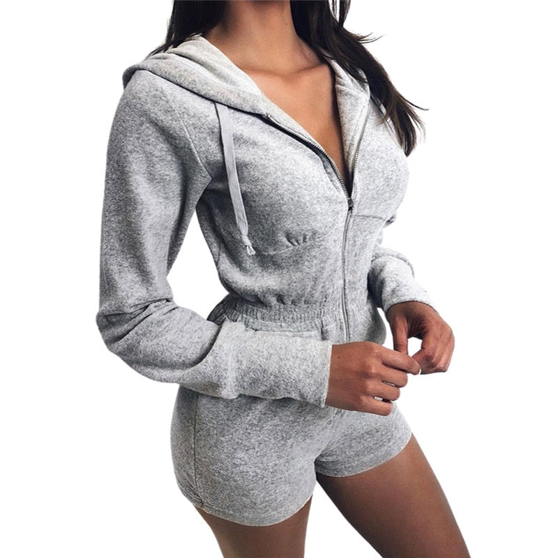 Frauen-Langarm-Kapuzen-Overall-Herbst-beiläufiger Reißverschluss-Normallack-Overall für Sport-Tageskleidung-beiläufiger langärmliger Bodysuit