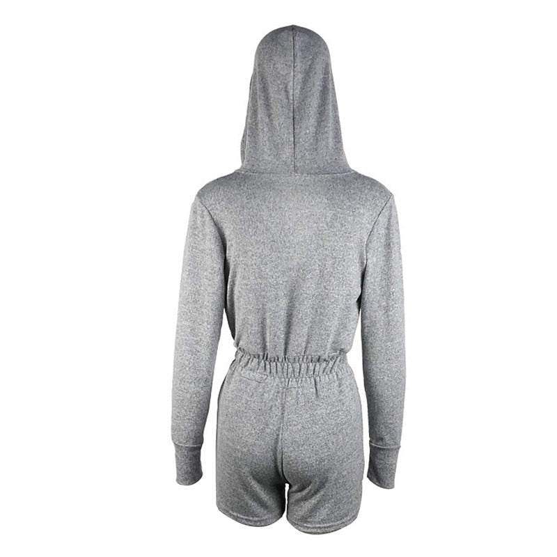 Frauen-Langarm-Kapuzen-Overall-Herbst-beiläufiger Reißverschluss-Normallack-Overall für Sport-Tageskleidung-beiläufiger langärmliger Bodysuit