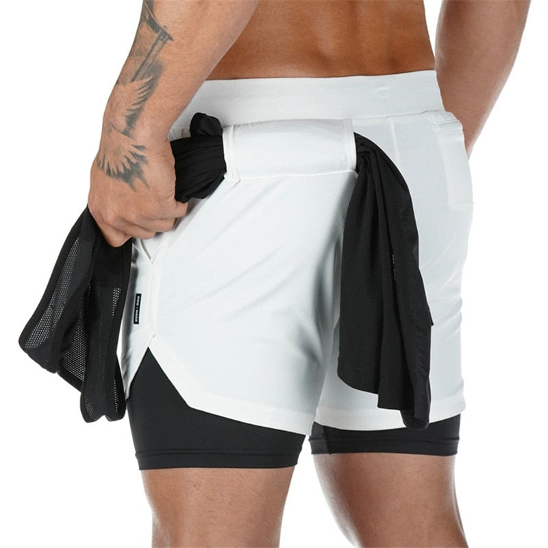 2023 Camo Running Shorts Men 2 In 1 Double-deck Quick Dry GYM Sport Shorts Fitness Jogging Workout Shorts Men Sports Short Pants