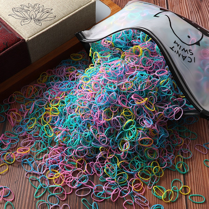 2000 stücke Mädchen Haarschmuck geschenk Nylon Gummiband Elastische Haarbänder Stirnband Kinder Pferdeschwanz Halter Bands Kinder Ornamente