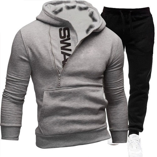 الرجال عارضة رياضية البلوز + Sweatpant 2 قطعة مجموعة الرجال الملابس الرياضية الزي الخريف الشتاء مقنعين البلوز الذكور Hhoodies دعوى