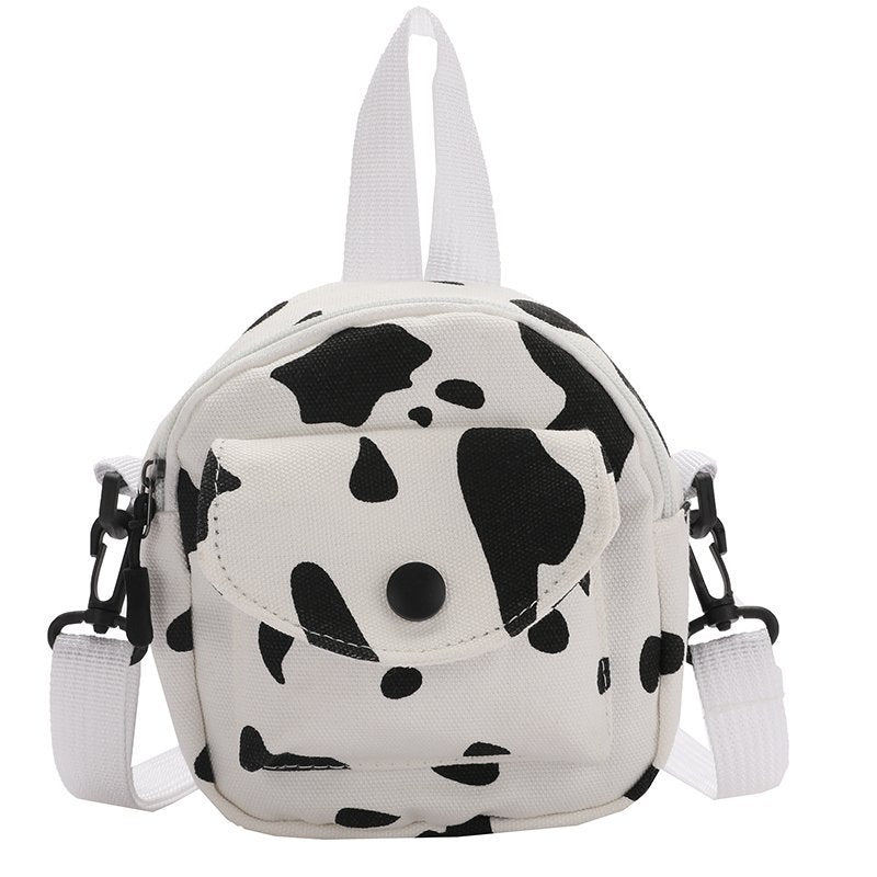 New Japanese original horn, girl cute bag female Korea INS vintage milk cattle canvas bag student Messenger bag