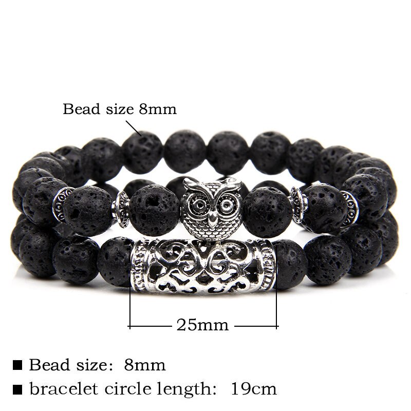 Pulsera de cuentas de piedra Natural de doble capa, pulsera con abalorio de búho de Color plateado, pulseras de aventurina de amazonita para mujeres y hombres, joyería