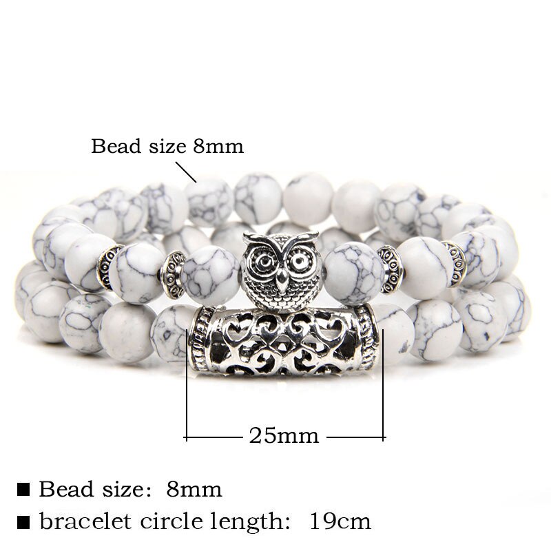 Pulsera de cuentas de piedra Natural de doble capa, pulsera con abalorio de búho de Color plateado, pulseras de aventurina de amazonita para mujeres y hombres, joyería