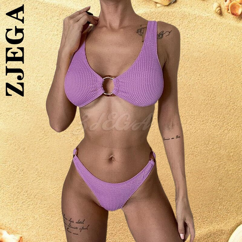 Zjega Bandeau Bademode Damen One Shoulder Gerippt Sexy Bikinis Damen Badeanzüge Badeanzüge Solides Brasilianisches Biquini Set