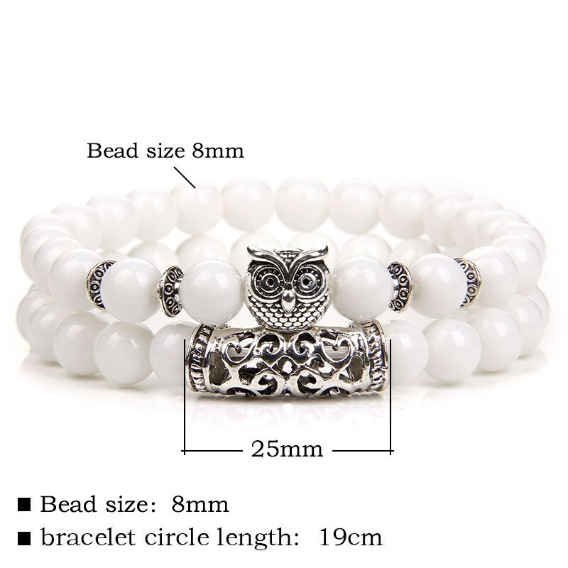 Pulsera de cuentas de piedra Natural de doble capa, pulsera con abalorio de búho de Color plateado, pulseras de aventurina de amazonita para mujeres y hombres, joyería