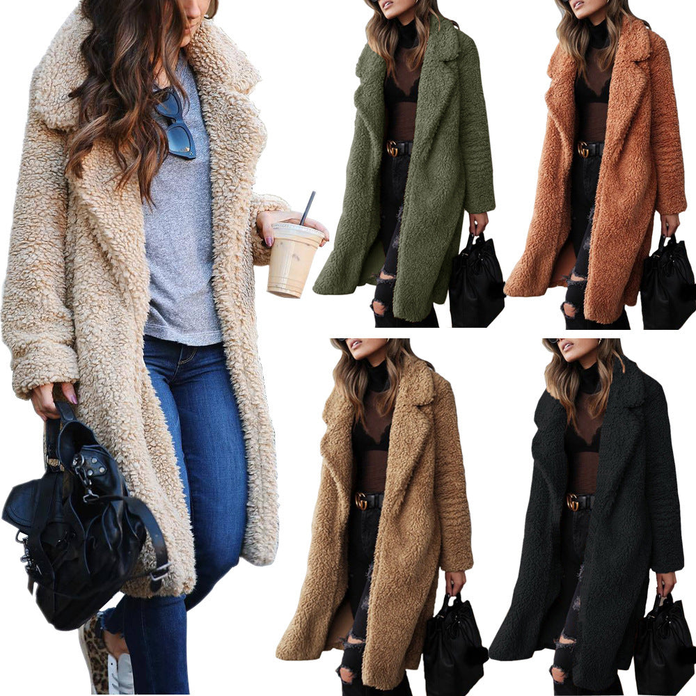 Foreign trade Amazon woolen coat autumn and winter women's coat female Europe and the United States long sleeve shirt