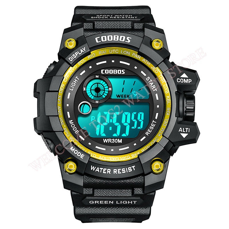 Coole leuchtende Männer Sportuhr High-End-Silikonband Militärarmbanduhr Led Kalender Wasserdichte Digitaluhr reloj de hombre