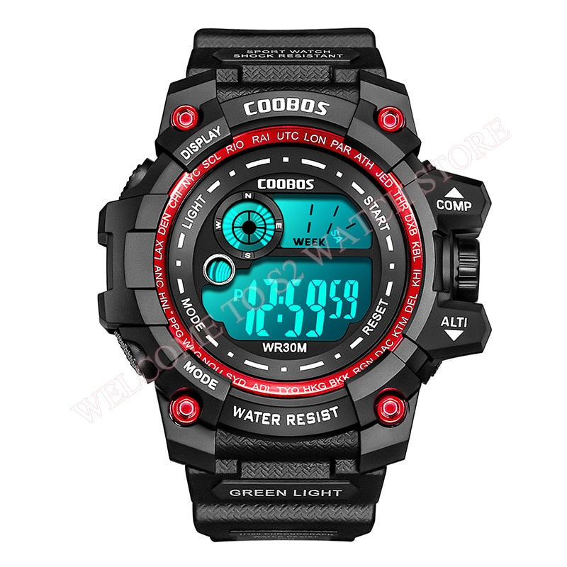 Coole leuchtende Männer Sportuhr High-End-Silikonband Militärarmbanduhr Led Kalender Wasserdichte Digitaluhr reloj de hombre