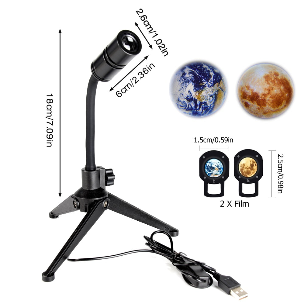 2 In 1 Earth Moon Projection Led Lamp 360° Rotatable USB Starry Sky Projector Night Light For home Bedroom Decor