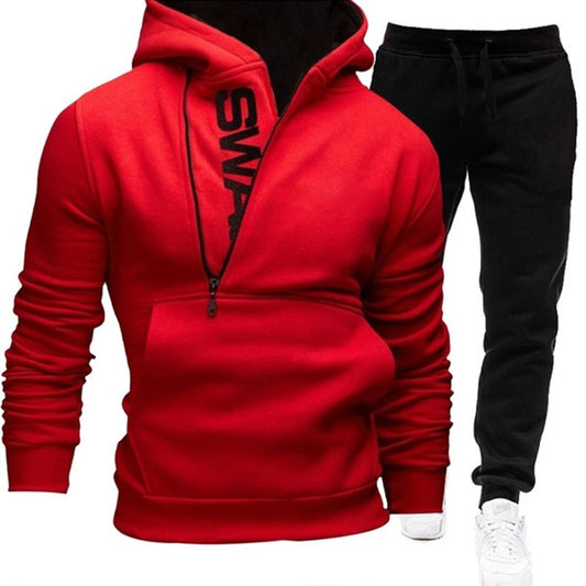 Chándal informal para hombre, sudadera + pantalón de chándal, conjunto de 2 piezas, ropa deportiva para hombre, traje de otoño e invierno con capucha para hombre, pulóver, traje con capucha