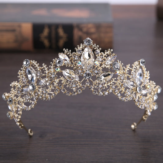 2023 nueva moda barroca de lujo cristal AB nupcial corona Tiaras oro claro diadema Tiaras para mujeres novia boda accesorios para el cabello