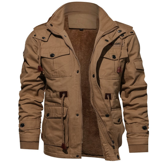 Chaqueta militar de invierno para hombre, abrigo térmico grueso informal, chaquetas de piloto del ejército, prendas de vestir de carga de la Fuerza Aérea, chaqueta con capucha de lana, ropa 4XL