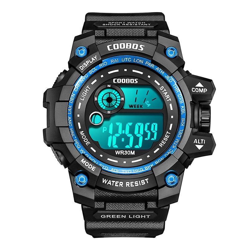 Coole leuchtende Männer Sportuhr High-End-Silikonband Militärarmbanduhr Led Kalender Wasserdichte Digitaluhr reloj de hombre