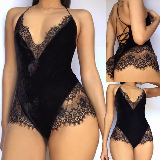 Sexy heiße erotische Frauen-reizvolle Wäsche-Spitze-Catsuit-Mode-weibliche Unterwäsche-Bodysuit-Nachtwäsche-Teddies