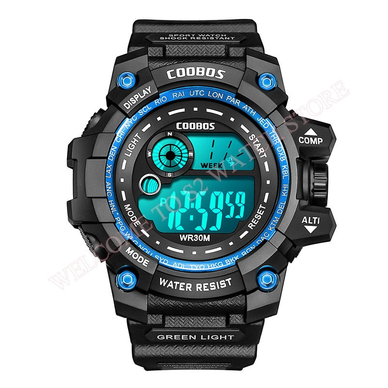 Coole leuchtende Männer Sportuhr High-End-Silikonband Militärarmbanduhr Led Kalender Wasserdichte Digitaluhr reloj de hombre