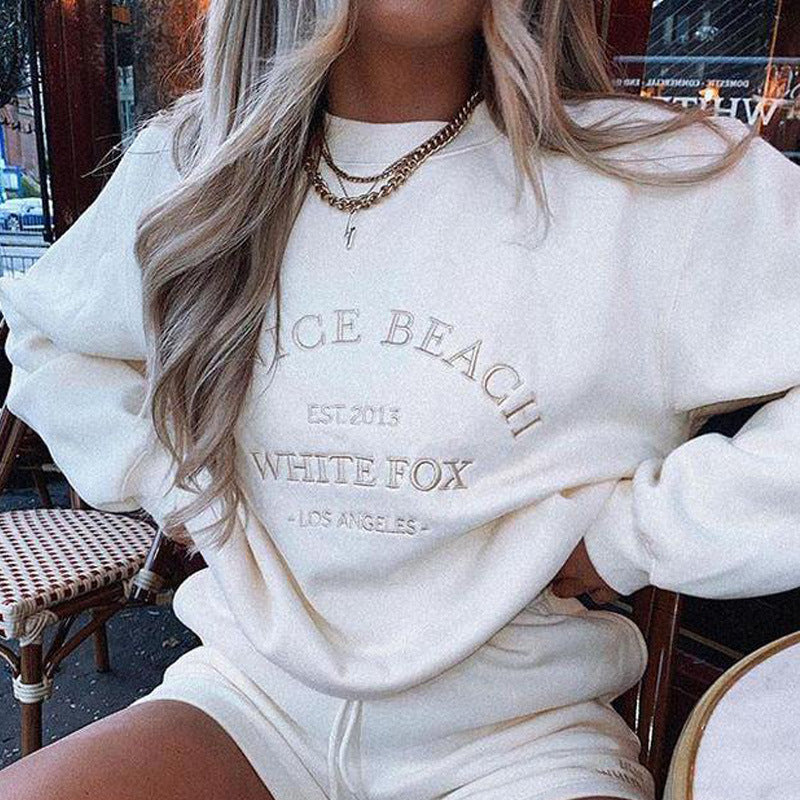 Suéter bordado para mujer Sudadera de manga larga con bordado de letras casual japonés europeo y americano primavera y otoño nuevo