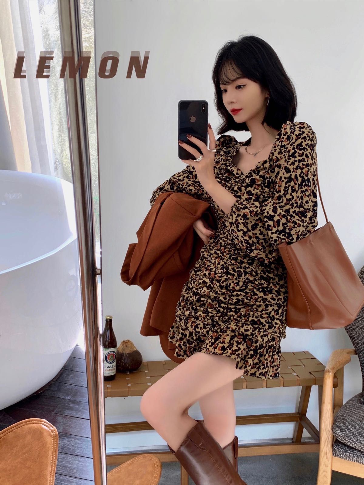 The Lemon Autumn New Dress French V Recevertd Traje Manga Duermes