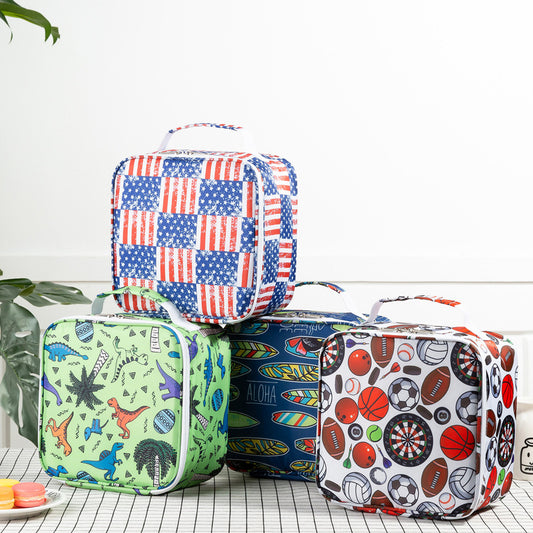 Das Convenience-Foto des Spot-Oxford-Stoffes Einhorn-Dinosaurier-Cartoon-Kinder kann mit einer Lunch-Tasche gedruckt werden