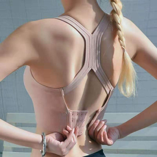 Nueva hebilla trasera ajustable a prueba de golpes Gather Running Sports Bra Ropa interior Venta directa de fábrica Beauty Back Sports Bra