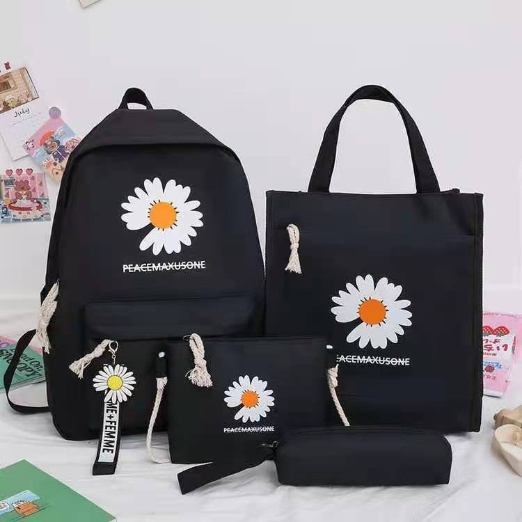 New shoulder bag female Korean fashion wild four-piece backpack canvas outdoor travel backpack big capacity female